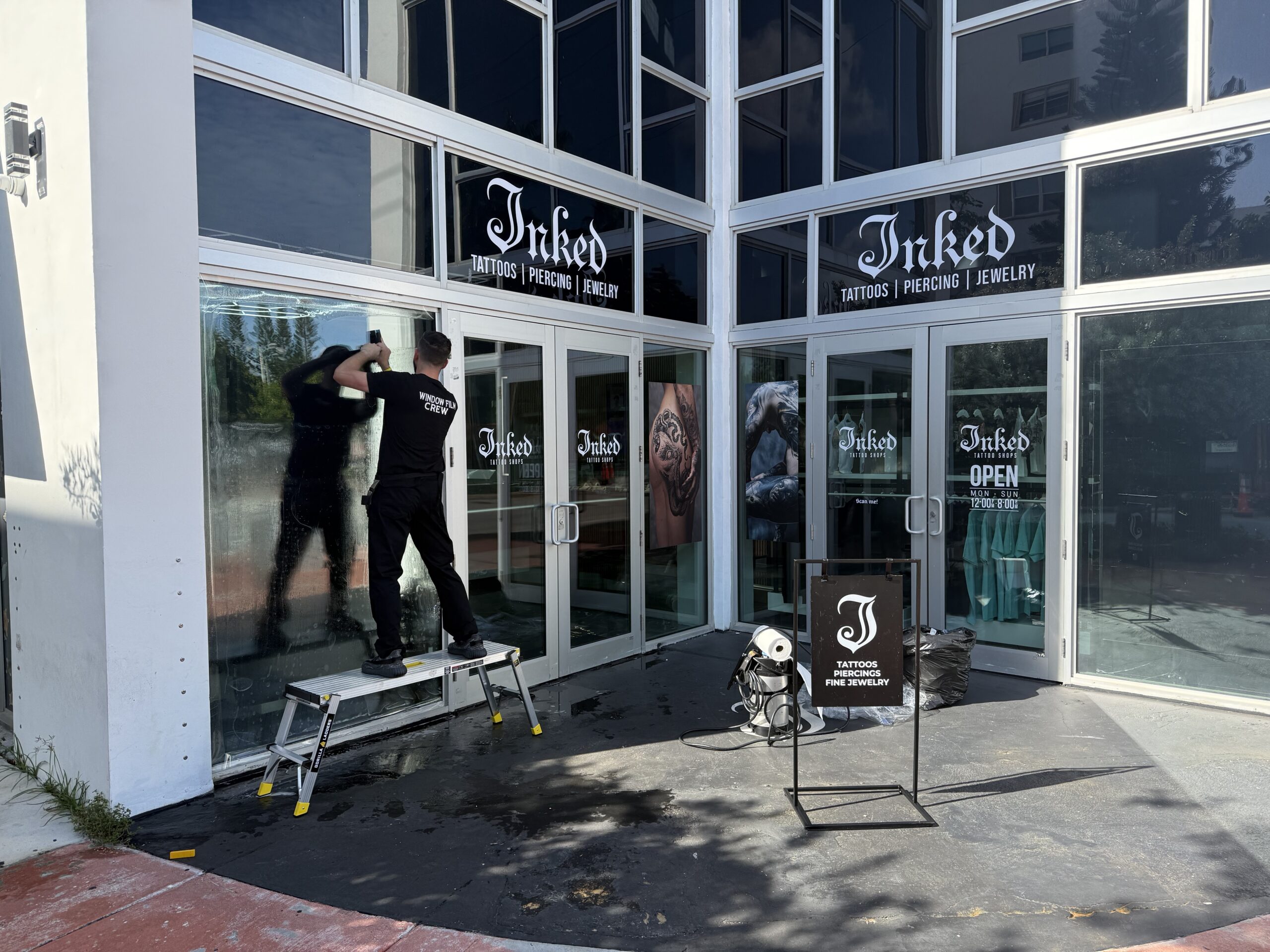 UV protectant window film install at Inked Miami Beach